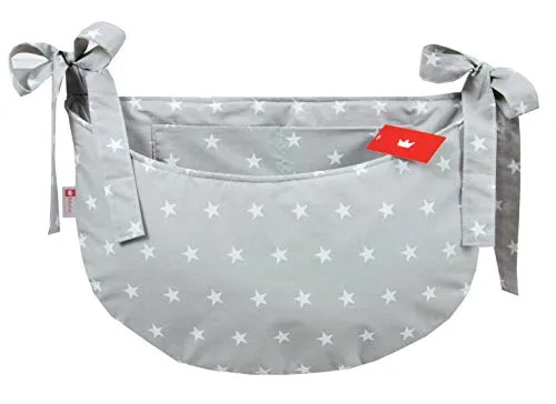 BABYLUX Babybetttasche Organizer BETTTASCHE Spielzeugtasche Tasche Babybett (91. Sterne Grau)