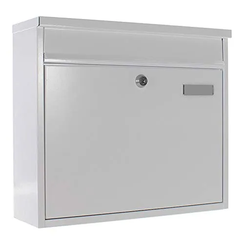 Profirst Mail PM 120 Briefkasten (Weiß) mit Namensschild - Robuster Wandbriefkasten aus wasserabweisendem Stahl, ideal für eine sichere Postzustellung. Inklusive Namensschild für individuelle Beschriftung.