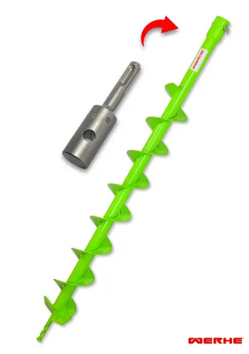 WERHE Erdbohrer für bohrmaschine mit SDS Plus adapter ⌀80 mm, 80cm länge