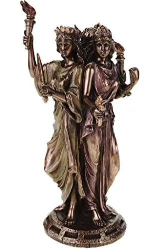 Vogler Dekofigur Veronese Hekate - Griechische Göttin der Magie - Dekofigur aus hochwertigem Polyresin mit echtem Bronzeüberzug, detailreich handcoloriert. Ideal für Sammler und als stilvolle Dekoration für Ihr Zuhause. Größe: ca. 21 x 12 x 12 cm.