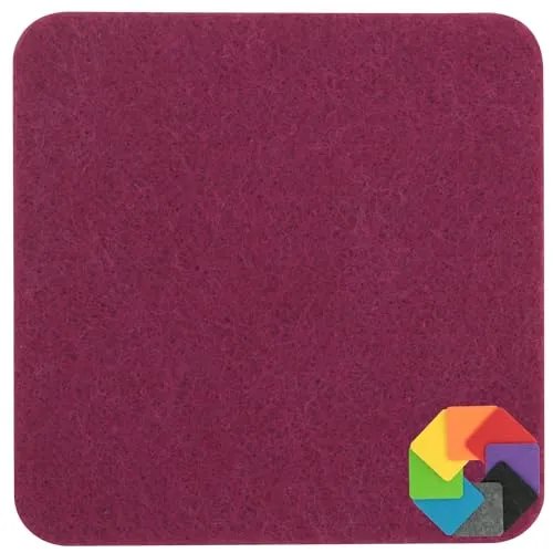 Design Filz Untersetzer eckig - 10x10cm in Hortensie für Glas, Getränke, Bar, Tasse, Vase