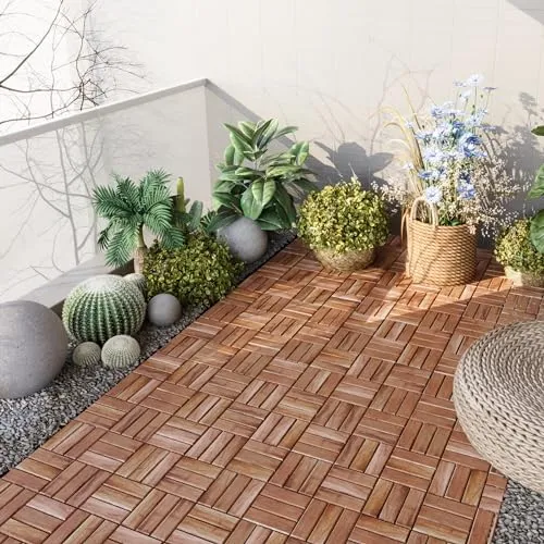 casa.pro Terrassenfliesen Alliste 10er Set - Terrassen- & Balkonfliesen, wetterfest mit einfachem Klicksystem für schnelle Montage und vielseitige Nutzung im Garten oder auf dem Balkon.