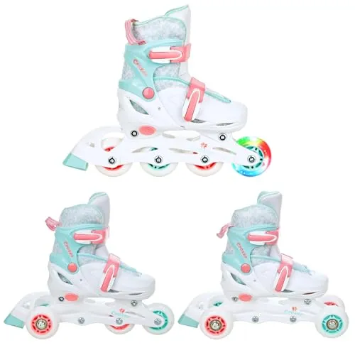 CROXER 3in1 Inline Skates Triskates Rollschuhe Inliner für Kinder Mädchen Jungen verstellbar (Inez, 34-37 (21cm-23cm))