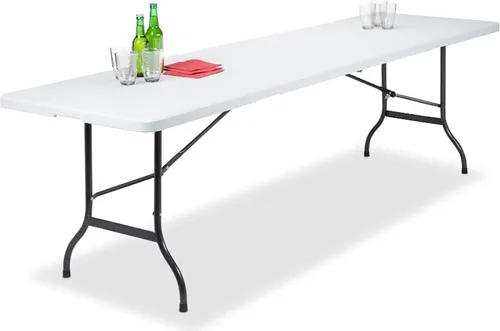 BDW Gartentisch Klapptisch Klappbar 240x75 cm mit Tragegriff aus Kunststoff