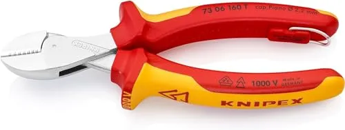 KNIPEX 73 06 160 T BK X-Cut Kompakt-Seitenschneider - VDE-zugelassener Seitenschneider, ideal für präzise Schnitte in Drähten und Kabeln. Hohe Schneidleistung bei 40 % Kraftersparnis, perfekt für Montage und Instandhaltung.