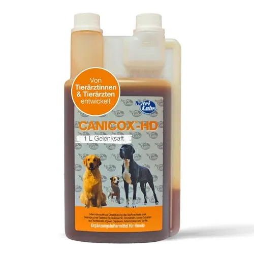 NutriLabs Canicox-HD Gelenksaft für Hunde 1L - Gelenkunterstützung mit MSM & Chondroitin - Gelenk- & Knochenschutz für Hunde - Hochwertiger Gelenksaft mit wichtigen Mikronährstoffen für gesunde Gelenke, ideal für alle Hunderassen.