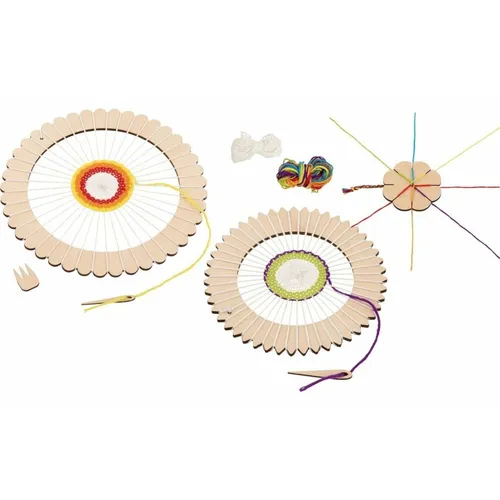 Goki 58685 - Bastelset Rundwebrahmen und Knüpfblume, fördert Kreativität und Feinmotorik für Kinder