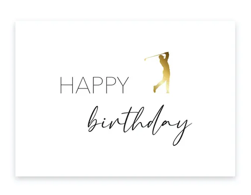 edle Geburtstagskarte Karte happy birthday Golf Golfer Heburtstag mit Kuvert 1