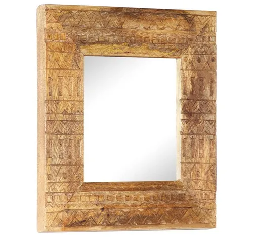 furnicato Wandspiegel Handgeschnitzter Spiegel 50x50 cm aus Massivholz - Vielseitiger Wandspiegel aus handgeschnitztem Massivholz, perfekt als dekoratives Element für dein Zuhause. Jedes Stück ist ein Unikat dank individueller Holzmaserungen und Handwerkskunst.