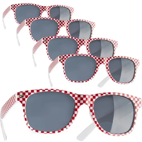 dressforfun Retro Brille für Mottopartys - 5er Set - Lustige Partybrille in Einheitsgröße, ideal für 90er Jahre Partys, Oktoberfest und Festivals. Das kariertes Gestell sorgt für einen auffälligen Look und hohen Tragekomfort, perfekt für lange Feiern.