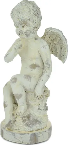 Deko Engel Engelsfigur Dekofigur Figur Figuren Grabengel weiß grau beige 29,5 cm