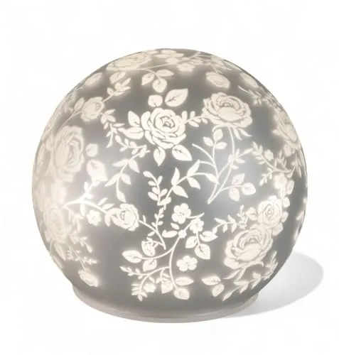 formano LED Deko-Kugel matt Silber Rosenmotiv von formano