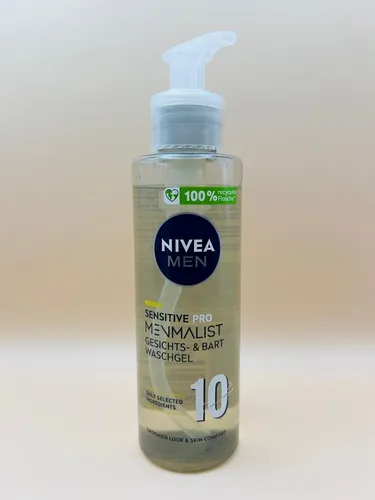 NIVEA MEN Sensitive Pro Minimalist Gesichts- und Bart Waschgel 200 ml - Gesichtsreiniger für empfindliche Haut, reinigt sanft und sorgt für ein erfrischtes Hautgefühl, ideal für Männer.