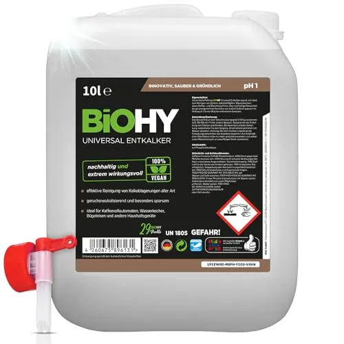 BiOHY Universal Entkalker (10 Liter Kanister) + Auslaufhahn | Universal Konzentrat für alle Haushaltsgeräte | starker Kalklöser | auch für Elektrogeräte | kompatibel mit allen Kaffeeautomaten