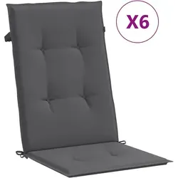 vidaXL Gartenstuhlauflagen für Hochlehner 6 Stk. Anthrazit 120x50x3 cm - Auflagen & Polster: Komfortable, wasserabweisende Hochlehner-Auflagen für entspannte Stunden im Freien, mit rutschfestem Design und einfacher Reinigung.