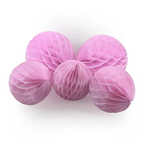 Frau WunderVoll® 5 WABENBÄLLE, PINK/ROSA, 3X Ø20, 2X Ø30 cm/Deko Hochzeit, Seidenpapier, Seiden Blumen, Papierblumen, Geburtstagsdeko, Tischdeko, Hochzeitsdeko, Gartenfest, Garten Party