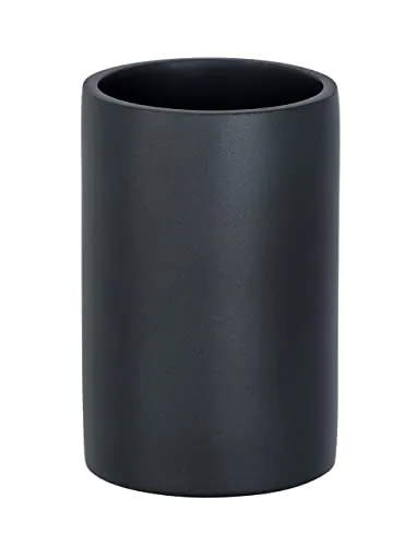 WENKO Zahnputzbecher Ida Anthrazit, Grau, 10.5 x 7 x 7 cm