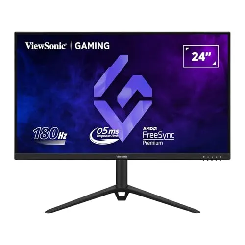 Viewsonic VX2428J Gaming Monitor 23.8 Zoll - Gaming Monitor mit 180 Hz Bildwiederholfrequenz und 0.5 ms Reaktionszeit für flüssiges, verzögerungsfreies Spielen. Ideal für Gamer und kreative Profis.