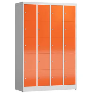 ClassiX Schließfachschrank X-520544, rot, 20 Fächer - Stabiler Schließfachschrank aus Stahl mit 20 Fächern und Zylinderschloss. Ideal für Schulen oder Büros, komplett montiert geliefert und mit 3 Jahren Garantie.