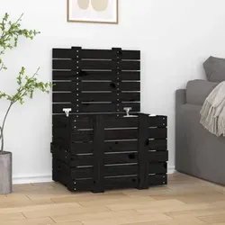 vidaXL Truhe Schwarz 58x40,5x42 cm aus massivem Kiefernholz - Sitzbank mit praktischem Stauraum, ideal zur Aufbewahrung von Kissen und Teppichen. Aus robustem, massivem Kiefernholz für eine rustikale Optik und Stabilität.