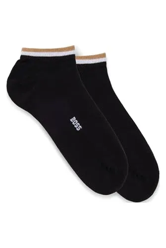 BOSS Herren 2P AS Uni stripe CC Zweier-Pack Sneakers-Socken mit Signature-Streifen an den Bündchen Schwarz001 43-46