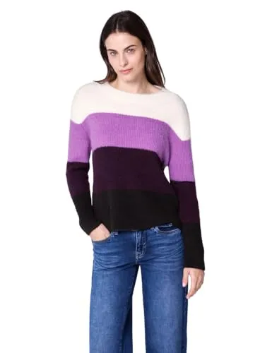 Street One Studio Streifen Federgarnpullover Soft beige 36 - Damenpullover im Streifenmuster, weich und bequem, ideal für lässige Outfits und den Alltag.