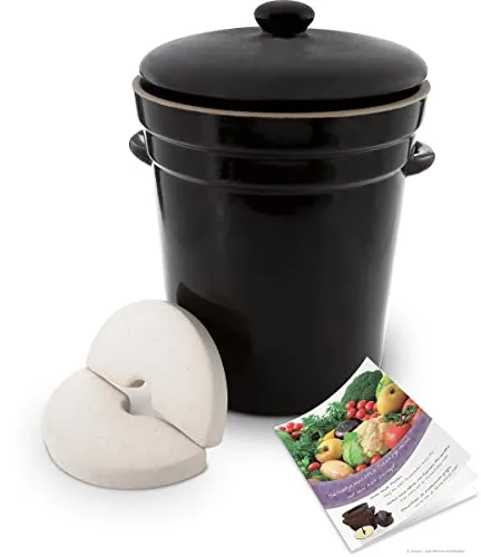 Original KERAZO Gärtopf 8,0 Liter inkl. Deckel und Stein [Form 3], dunkelbraun