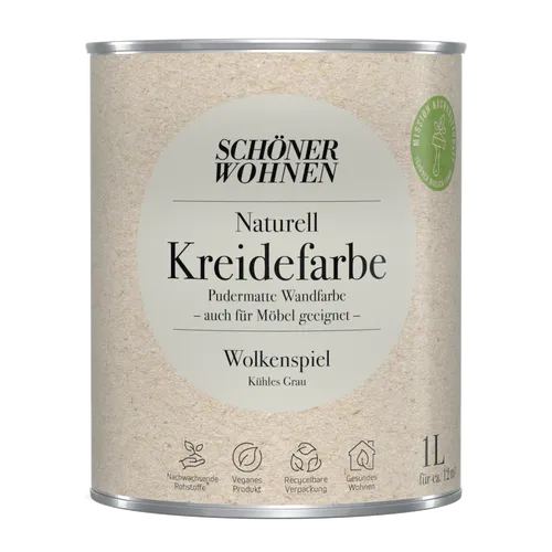 1L Schöner Wohnen Naturell Kreidefarbe Wolkenspiel, Kühles Grau