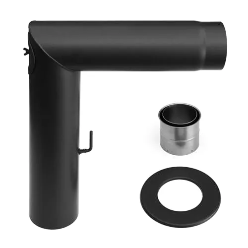 raik Rauchrohr-/Ofenrohr-Set 120 mm mit 90° Rohrbogen - Praktisches 2-teiliges Set für effiziente Abgasführung. Inklusive Zugregulierung, Reinigungsöffnung und Wandanschluss. Hitzebeständiges Material, ideal für den professionellen Einsatz.
