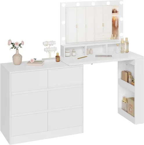 Woltu Schminktisch mit Spiegel und LED-Beleuchtung
