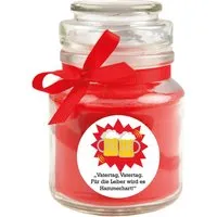 HS Candle Duftkerze & Bonbon Glas Vatertag Rose Rot