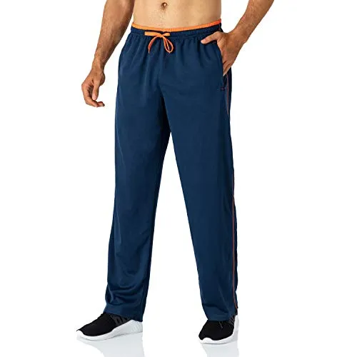 Butrends Jogginghose für Herren leichte schnell trocknende Herrenhose mit Reißverschlusstaschen Trainingshose mit elastischer Taille atmungsaktive Sporthose, Navy Blau-orange, XXL