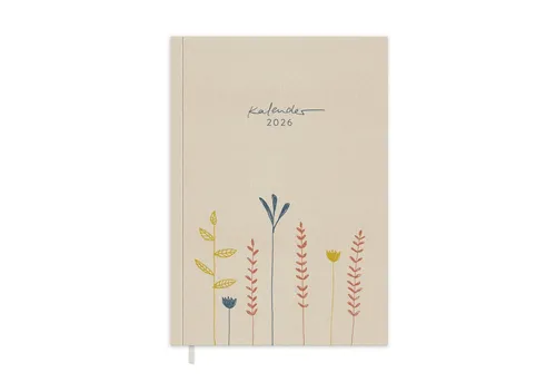 Eine der Guten Verlag Terminkalender Terminplaner 2026 - A5, creme beige, 1 Doppelseite / Woche, 152 S. FSC-Papier, Softcover, klimaneutral