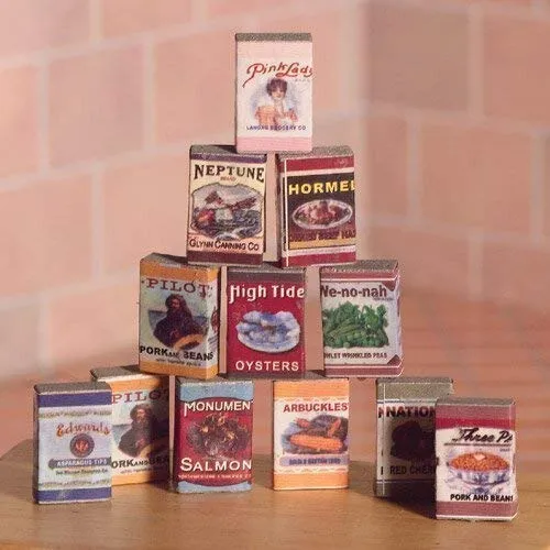 The Dolls House Emporium Konservenbüchsen für die Speisekammer, 12-teilig