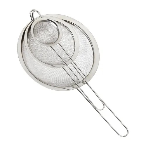 relaxdays Küchensieb 3er Set - Edelstahl silberfarben, ideal zum Abseihen und Vorbereiten in der Küche