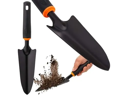 Przydasie Gartenschaufel 28 cm – Robustes Eisen – Rutschfester Griff – Spitze Kante – vielseitig einsetzbar – ideal zum Pflanzen, Umpflanzen und Unkrautentfernung