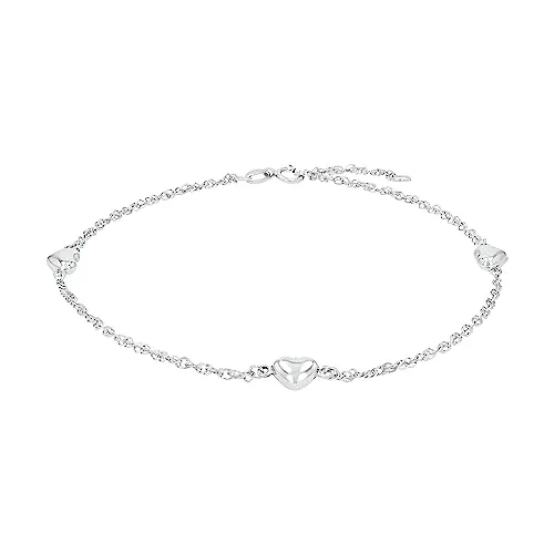Amor Fußkette 925 Sterling Silber Damen - Eleganter Sommerschmuck mit Herz - Fußkette für Damen aus hochwertigem 925 Sterling Silber, 25 cm lang, mit süßen Herzchen im Design. Ideal als Geschenk für besondere Anlässe wie Geburtstage oder Valentinstag.