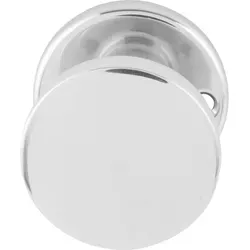 Grundmann - Türknopf Flachform - Auf Rosette Mit Schraublöchern, Ø 45 Fest Alu Poliert, 1 Stück Zubehör Türbeschläge