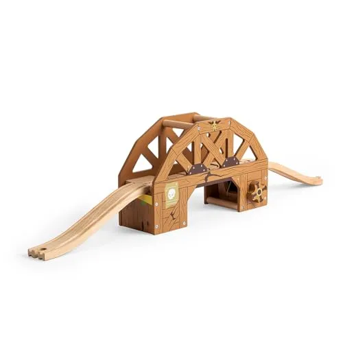 Bigjigs Rail - Rickety Bridge - Zusammenstößige hölzerne Wild West Bridge, umfasst 2 Gleisstücke, Kinderzug -Accessoires, Kleinkindgeschenke für 3 Jahre alt +