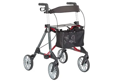 RUSSKA Rollator Elan Classic - anthrazit/dunkelrot, 54 cm Sitzhöhe - Rollator mit stabilem Aluminiumrahmen, nur 6,1 kg leicht. Ideal für mehr Mobilität und Sicherheit im Alltag dank integrierter Ankipphilfe und ergonomischen Handgriffen.