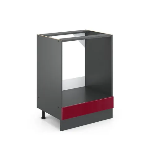 Vicco Herdumbauschrank R-Line, Bordeaux Hochglanz - Herdumbauschrank 60 cm, modern im Bordeaux Hochglanz-Design und ideal für eine stilvolle Küchenumgebung. Mit einem praktischen Einlegeboden für zusätzlichen Stauraum.