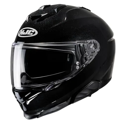 HJC i71 Solid Helm, schwarz, Größe L für Männer - Motorradhelm mit fortschrittlicher Polycarbonat Schale und integrierter Sonnenblende für optimale Sicht und Sicherheit. Ideal für Männer, bietet individuellen Komfort durch einstellbare Tiefe.