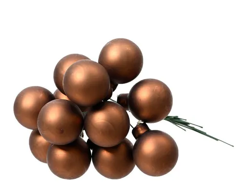 Kaemingk Weihnachtsbaumkugel, Weihnachtskugeln am Draht 2cm Glas 12 Stück - Espressobraun matt