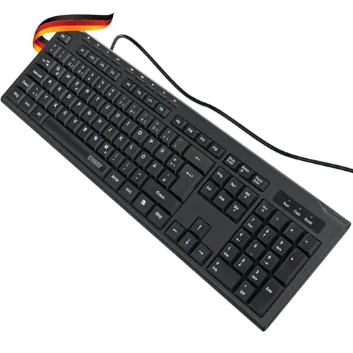 SCHWAIGER KB1000 Tastatur QWERTZ Business deutsches Layout USB Keyboard Computer PC Laptop Office Arbeit kabelgebunden aufstellbar 1,5m schwarz