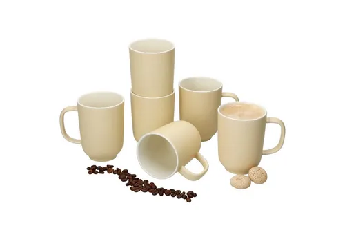 Ritzenhoff & Breker Becher Ritzenhoff 6x Jasper Kaffeebecher 250ml H10,4cm Vanille Tee-Tassen, Steingut