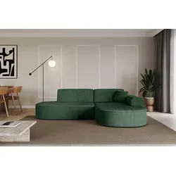 Altdecor Ecksofa, Grün, 3-Sitzer L-Form mit Ottomane