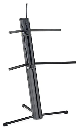 Classic Cantabile Keyboardständer KS-150 Schwarz - Zubehör für Tasteninstrumente, stabiler und höhenverstellbarer Keyboardständer mit praktischem Stauraum für Auflagearme und Mikrofonhalter.