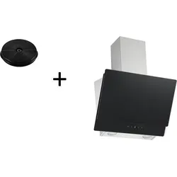 Dunstabzugshaube Schräghaube Kopffrei 60 cm Schwarz mit Filter Respekta - Schwarz