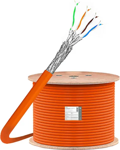 ProfiPatch Cat 7 Netzwerkkabel Verlegekabel Ethernet Kabel 10 Gbit 1000 Mhz Datenkabel S/FTP AWG23 PIMF LSZH Simplex orange 250m