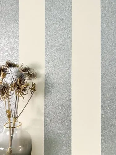 Newroom Tapete Silber Vliestapete Streifen in silber von Newroom